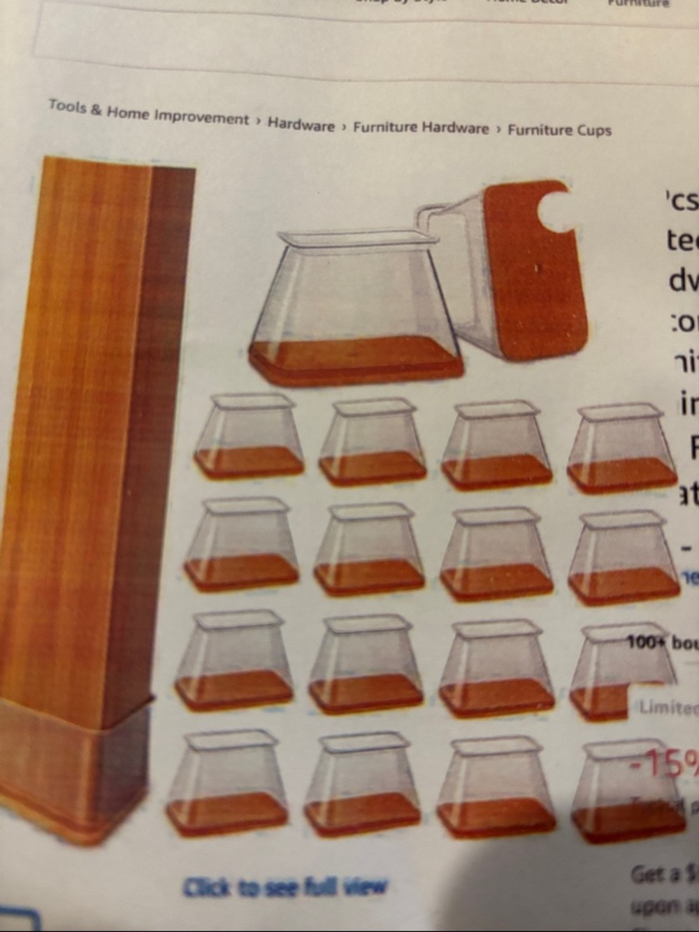 Source Unknown Clear Plastic Furniture Cups with Amber Inserts